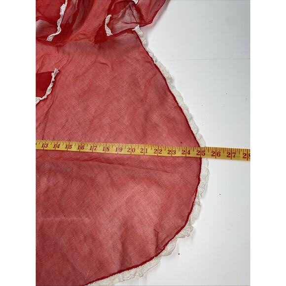 Authentic 1950s Sheer Apron Scarlet Organza Entertaining Pin-Up Chic - Picture 16 of 16